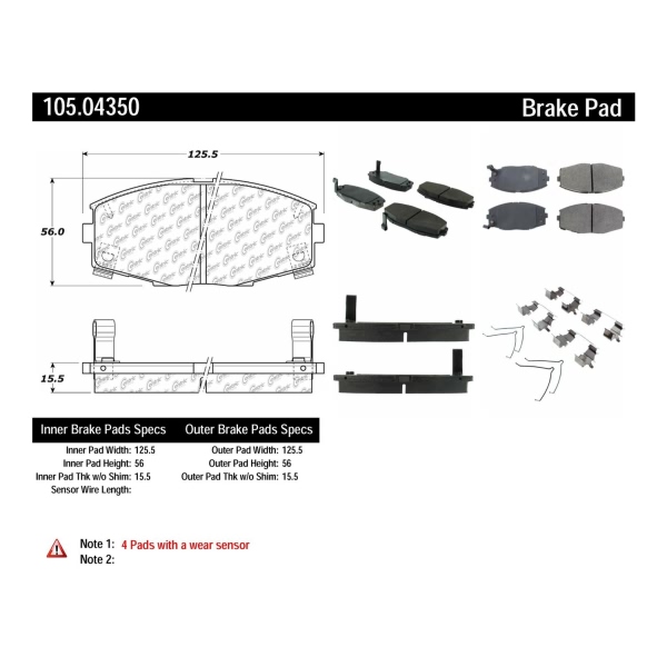 Centric Posi Quiet™ Ceramic Front Disc Brake Pads 105.04350