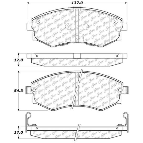 Centric Posi-Quiet Ceramic Brake Pads With Shims And Hardware 105.07001