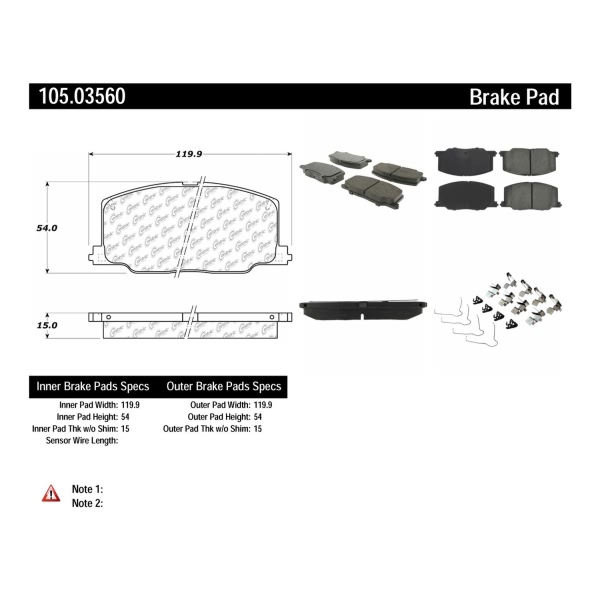 Centric Posi Quiet™ Ceramic Front Disc Brake Pads 105.03560