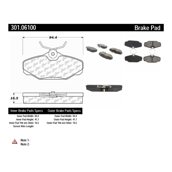 Centric Premium Ceramic Rear Disc Brake Pads 301.06100