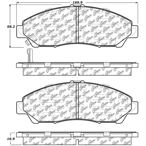 Centric Posi Quiet™ Extended Wear Semi-Metallic Front Disc Brake Pads 106.13780