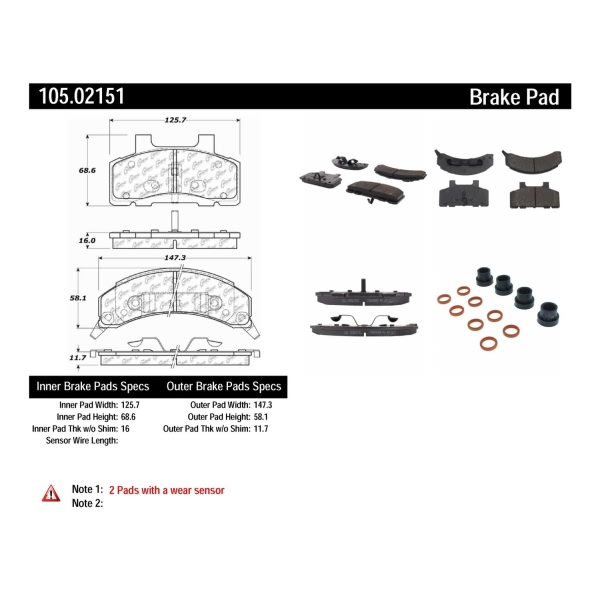 Centric Posi Quiet™ Ceramic Front Disc Brake Pads 105.02151