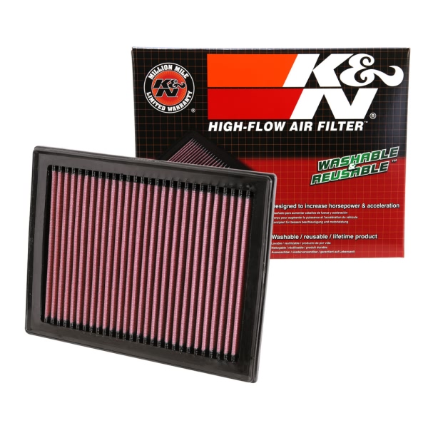 K&N 33 Series Panel Red Air Filter （8.813" L x 6.625" W x 1" H) 33-2409