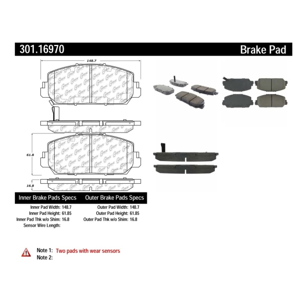 Centric Premium Ceramic Front Disc Brake Pads 301.16970