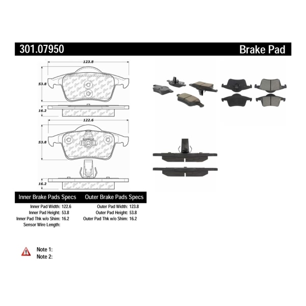 Centric Premium Ceramic Rear Disc Brake Pads 301.07950