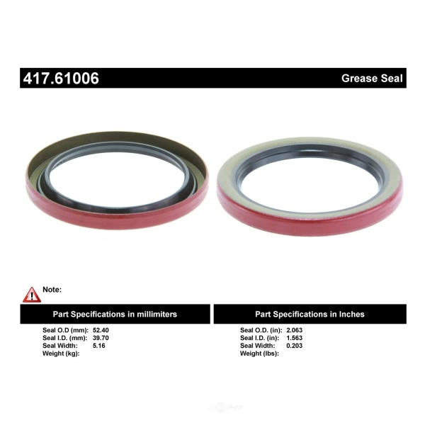 Centric Premium™ Front Inner Wheel Seal 417.61006