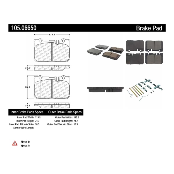 Centric Posi Quiet™ Ceramic Front Disc Brake Pads 105.06650