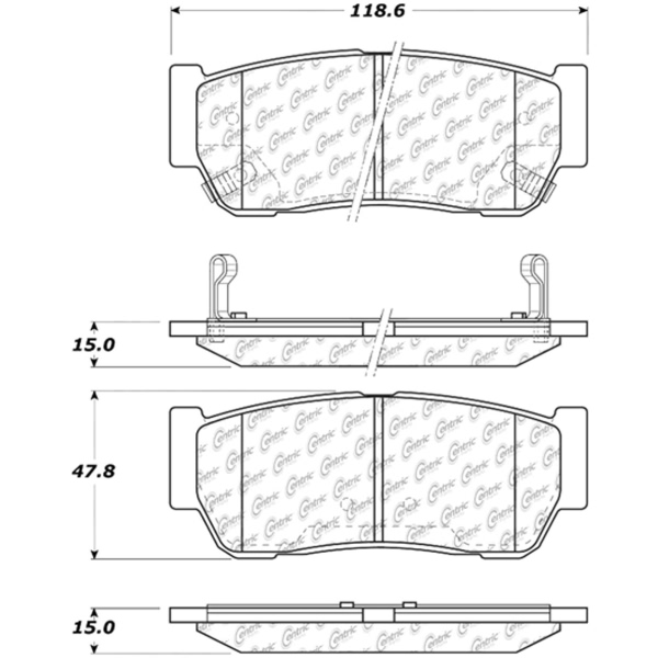 Centric Premium Semi-Metallic Rear Disc Brake Pads 300.09540