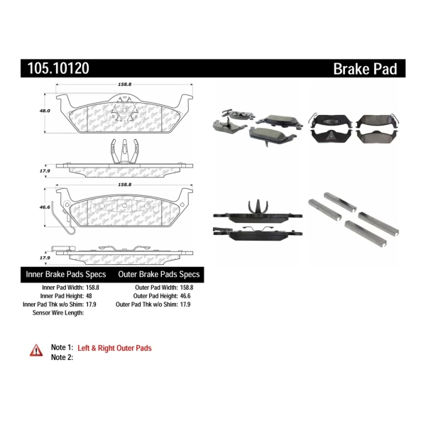 Centric Posi Quiet™ Ceramic Rear Disc Brake Pads 105.10120