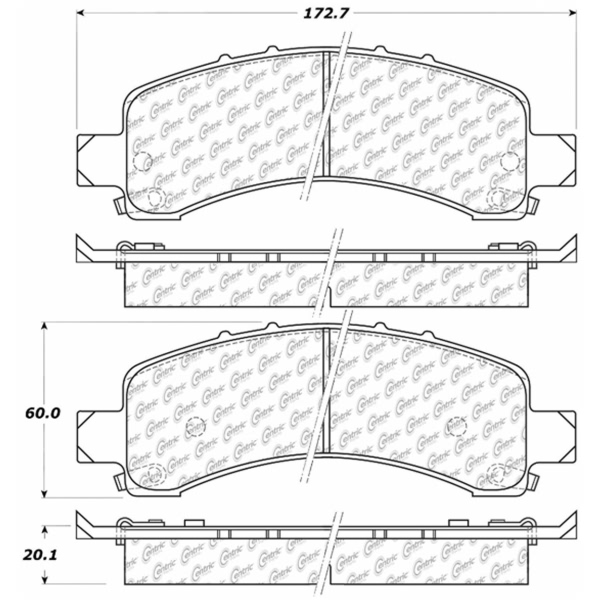 Centric Premium™ Semi-Metallic Brake Pads With Shims And Hardware 300.09740