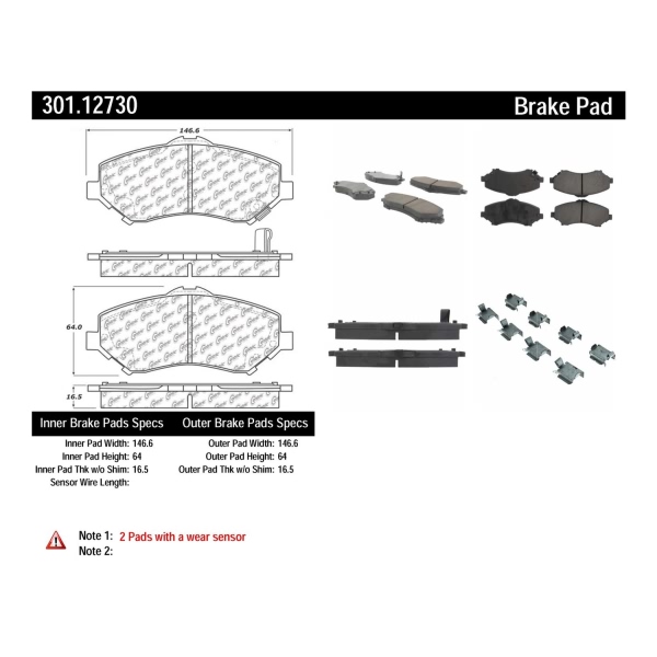Centric Premium Ceramic Front Disc Brake Pads 301.12730