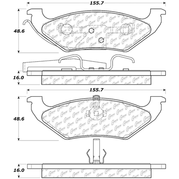 Centric Posi Quiet™ Semi-Metallic Rear Disc Brake Pads 104.07150