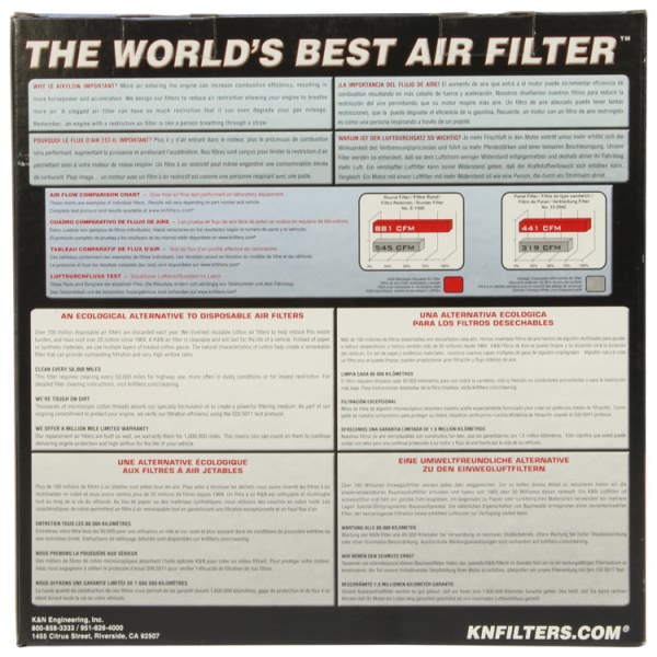 K&N E Series Round Tapered Red Air Filter （8" B x 3.875" T x 4.438" ID x 8" OD x 8" H) E-0945