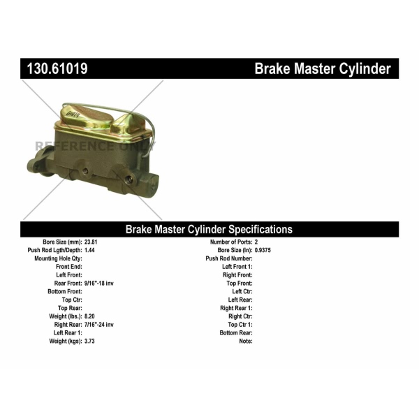 Centric Premium Brake Master Cylinder 130.61019