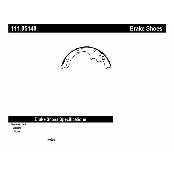 Centric Premium Rear Drum Brake Shoes 111.05140