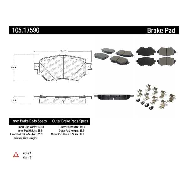 Centric Posi Quiet™ Ceramic Front Disc Brake Pads 105.17590