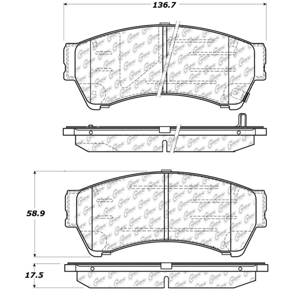 Centric Posi Quiet™ Semi-Metallic Front Disc Brake Pads 104.11640