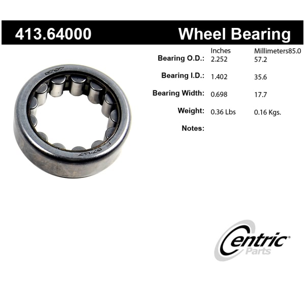 Centric Premium™ Rear Passenger Side Wheel Bearing 413.64000