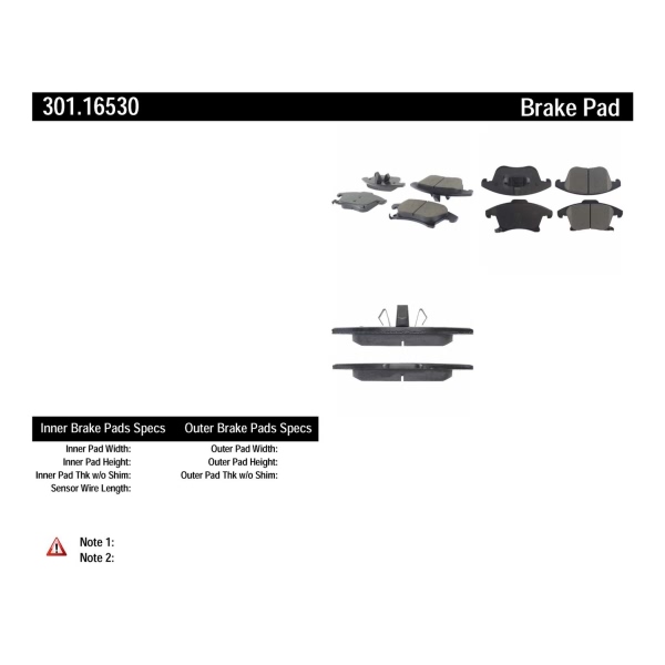 Centric Premium Ceramic Front Disc Brake Pads 301.16530