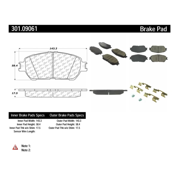 Centric Premium Ceramic Front Disc Brake Pads 301.09061