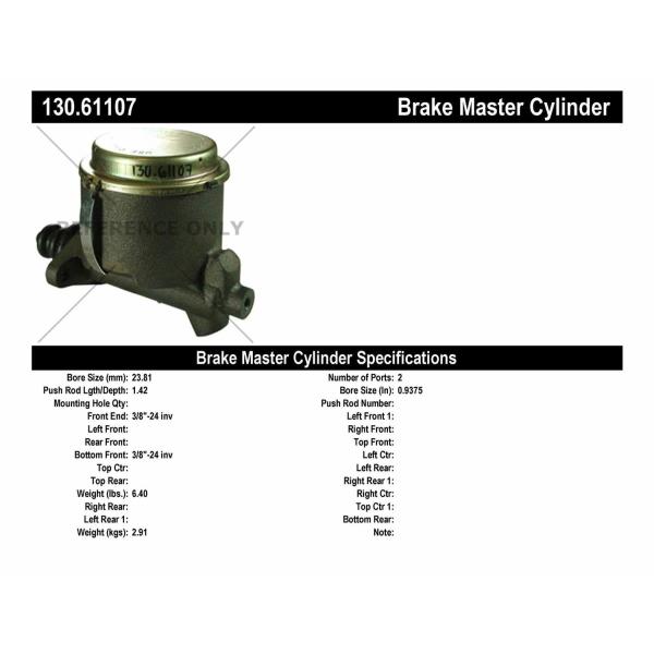 Centric Premium Brake Master Cylinder 130.61107