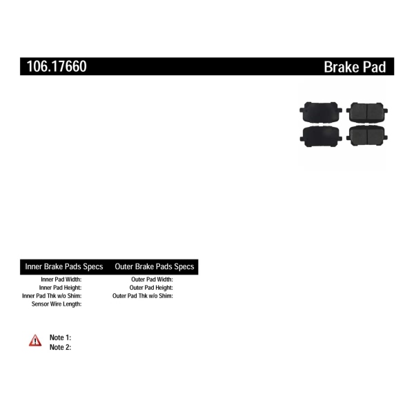 Centric Posi Quiet™ Extended Wear Semi-Metallic Rear Disc Brake Pads 106.17660