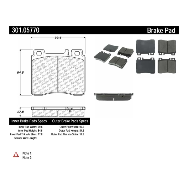 Centric Premium Ceramic Front Disc Brake Pads 301.05770
