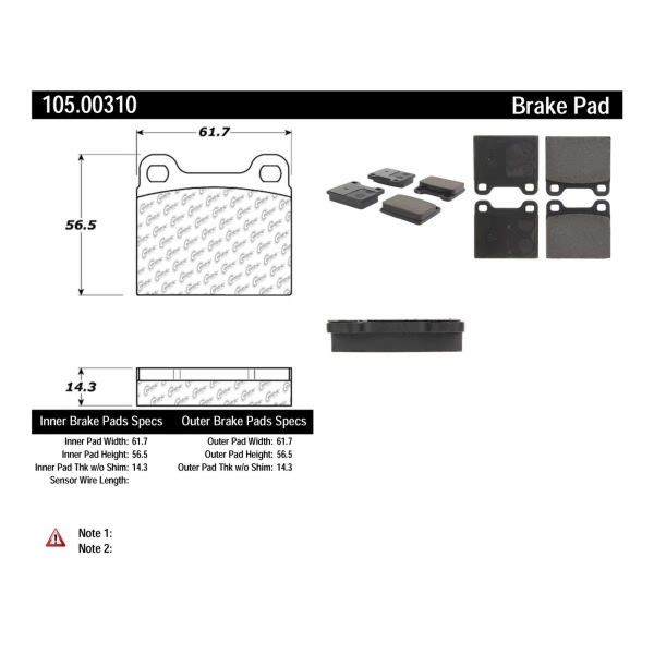 Centric Posi Quiet™ Ceramic Front Disc Brake Pads 105.00310