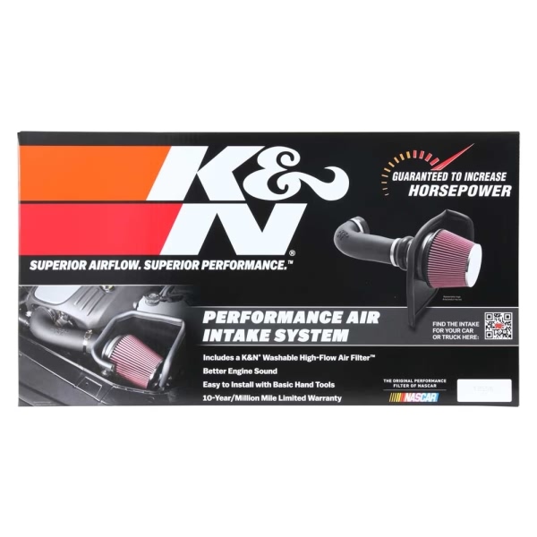 K&N 63 Series AirCharger® High-Density Polyethylene Black Cold Air Intake System with Red Filter 63-1561