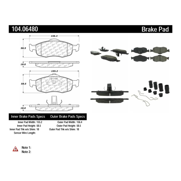 Centric Posi Quiet™ Semi-Metallic Front Disc Brake Pads 104.06480