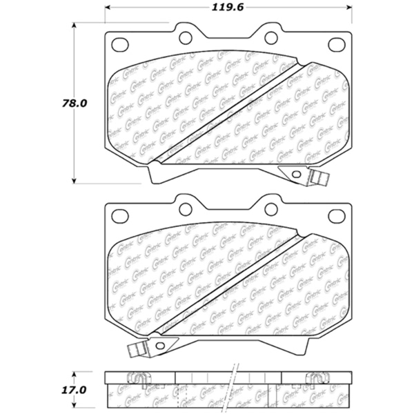 Centric Posi Quiet™ Semi-Metallic Brake Pads With Hardware 104.08120