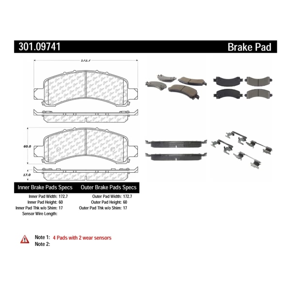 Centric Premium Ceramic Rear Disc Brake Pads 301.09741