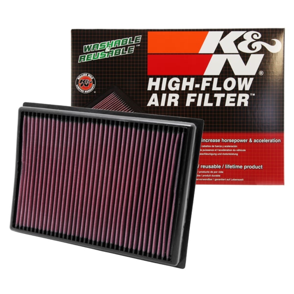 K&N 33 Series Panel Red Air Filter （12.5" L x 9.188" W x 1.75" H) 33-2438