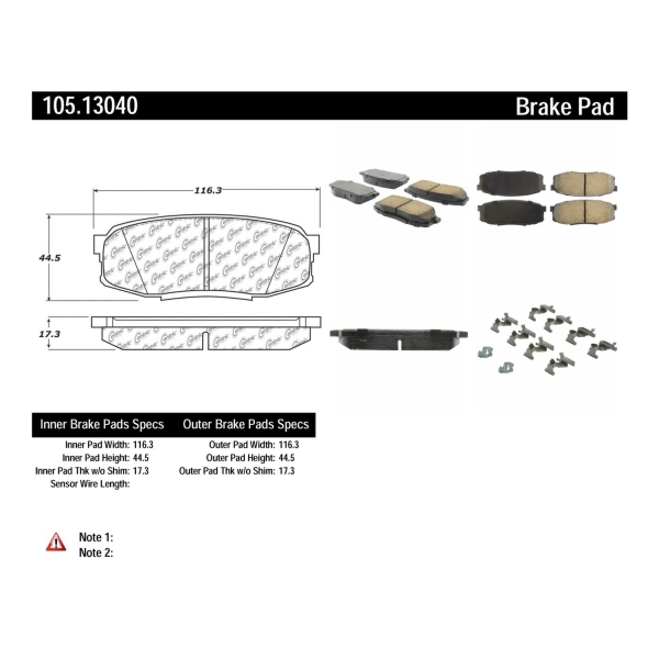 Centric Posi Quiet™ Ceramic Rear Disc Brake Pads 105.13040