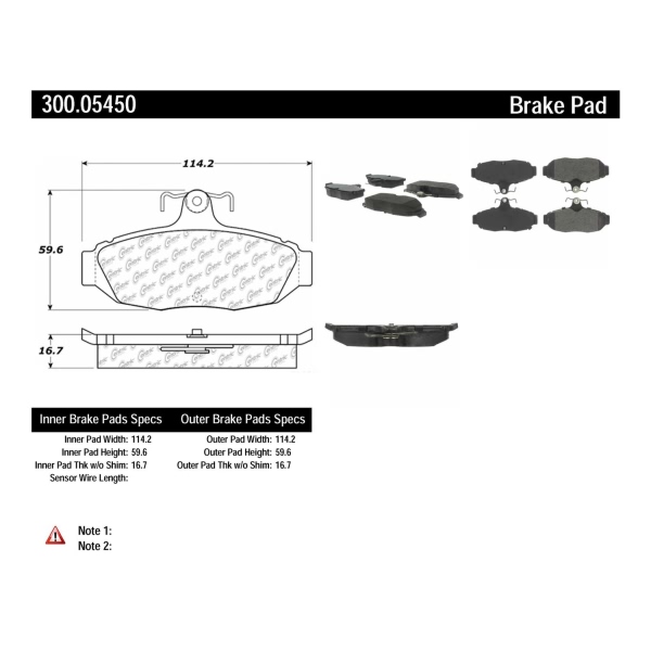 Centric Premium Semi-Metallic Rear Disc Brake Pads 300.05450