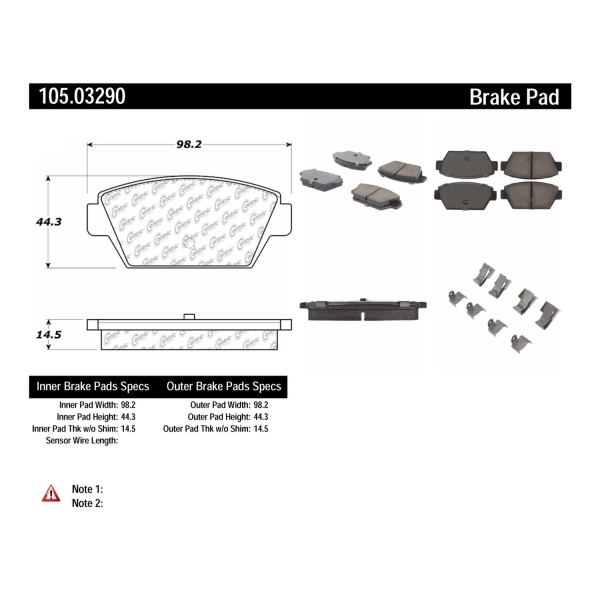 Centric Posi Quiet™ Ceramic Rear Disc Brake Pads 105.03290