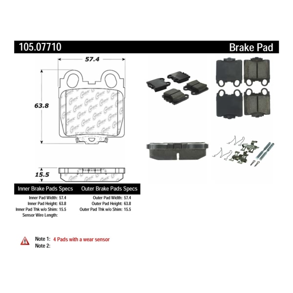Centric Posi Quiet™ Ceramic Rear Disc Brake Pads 105.07710