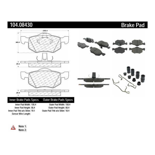 Centric Posi Quiet™ Semi-Metallic Front Disc Brake Pads 104.08430