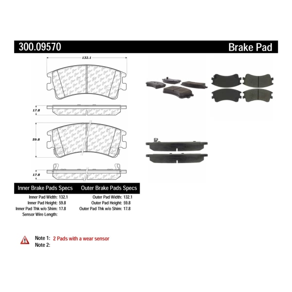 Centric Premium Semi-Metallic Front Disc Brake Pads 300.09570