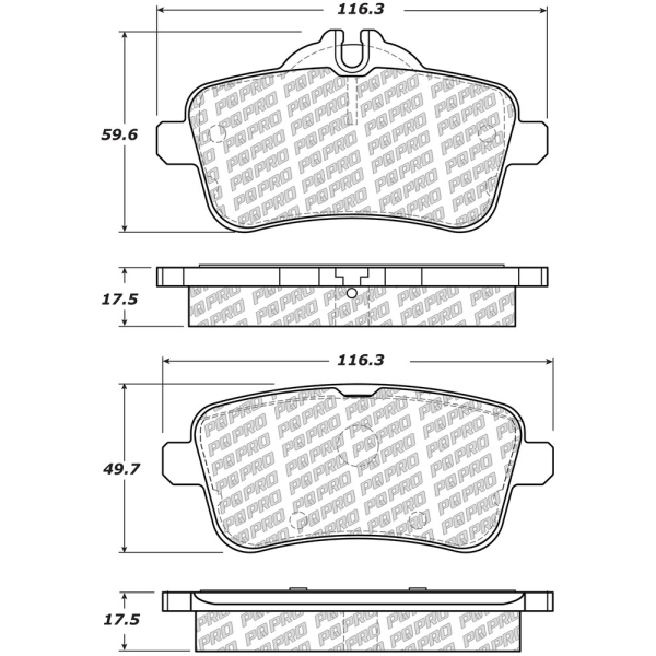 Centric Posi Quiet Pro™ Semi-Metallic Rear Disc Brake Pads 500.16300