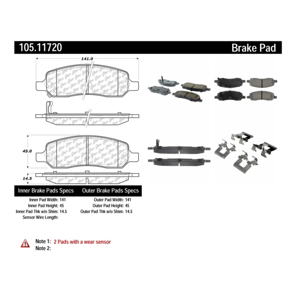 Centric Posi Quiet™ Ceramic Rear Disc Brake Pads 105.11720