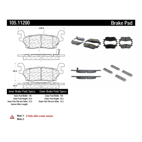 Centric Posi Quiet™ Ceramic Rear Disc Brake Pads 105.11200