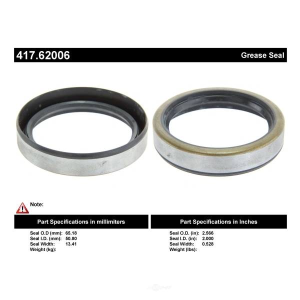 Centric Premium™ Front Inner Wheel Seal 417.62006