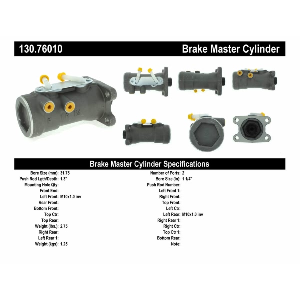 Centric Premium™ Brake Master Cylinder 130.76010