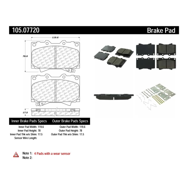 Centric Posi Quiet™ Ceramic Front Disc Brake Pads 105.07720