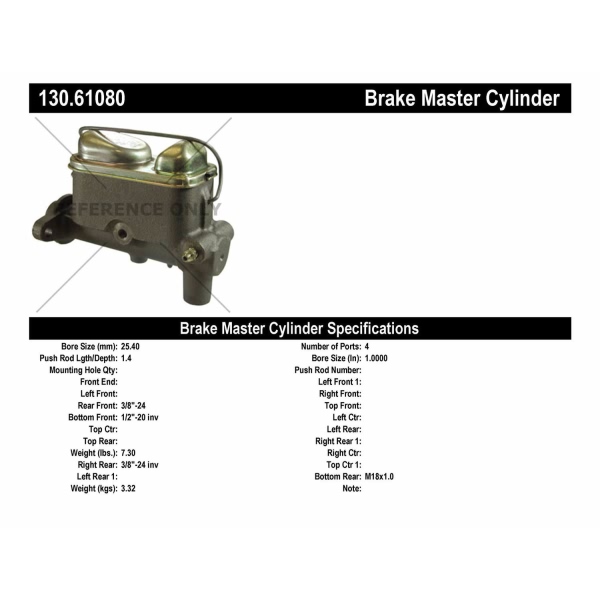 Centric Premium Brake Master Cylinder 130.61080