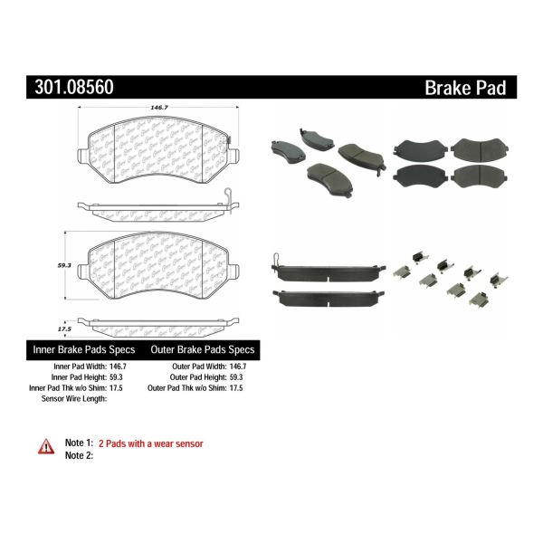 Centric Premium Ceramic Front Disc Brake Pads 301.08560