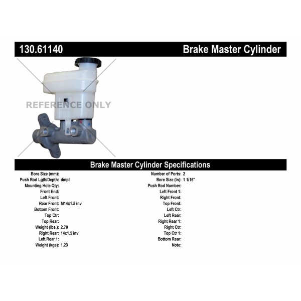 Centric Premium Brake Master Cylinder 130.61140