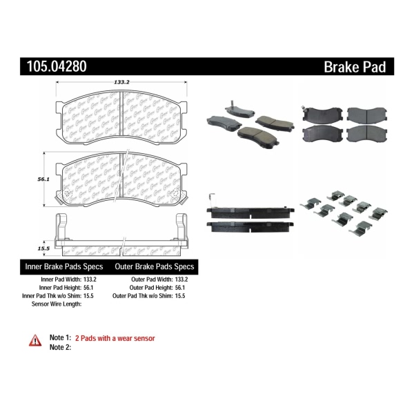 Centric Posi Quiet™ Ceramic Front Disc Brake Pads 105.04280
