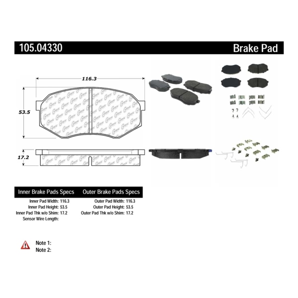 Centric Posi Quiet™ Ceramic Front Disc Brake Pads 105.04330